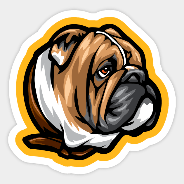 Bulldog Portrait Drawing Sticker by IPRINT